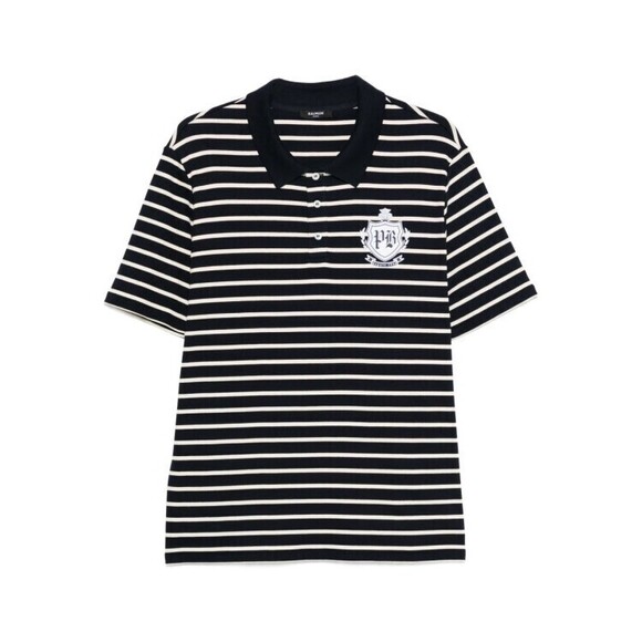 Balmain Striped Black Polo Shirt - NWT